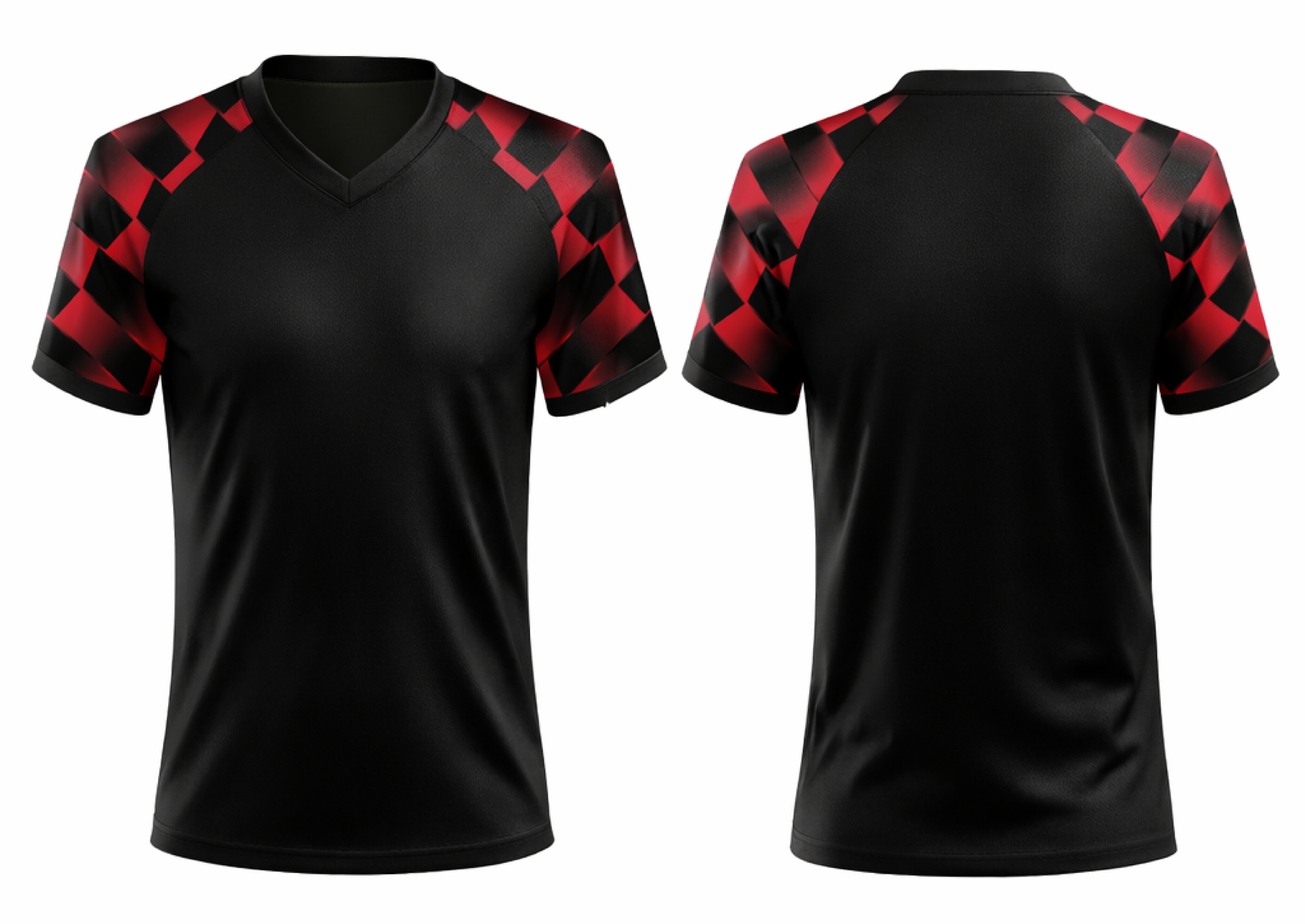 Custom black and red soccer jersey