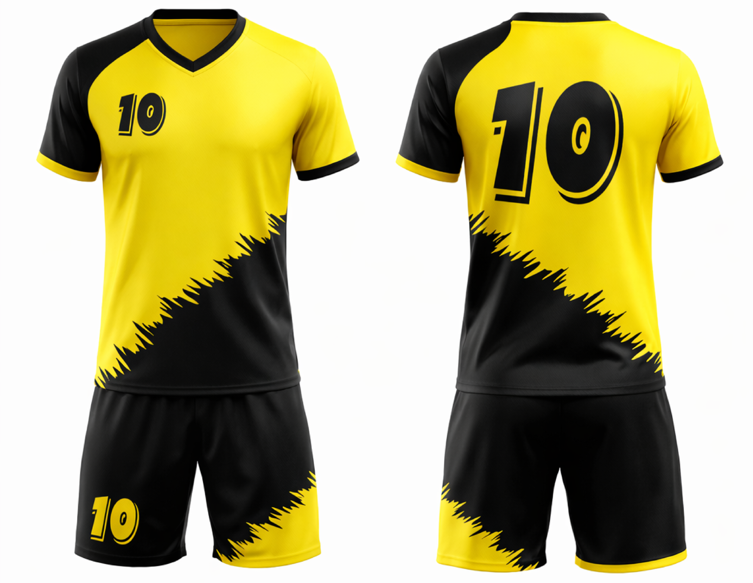 Custom yellow and black soccer uniform