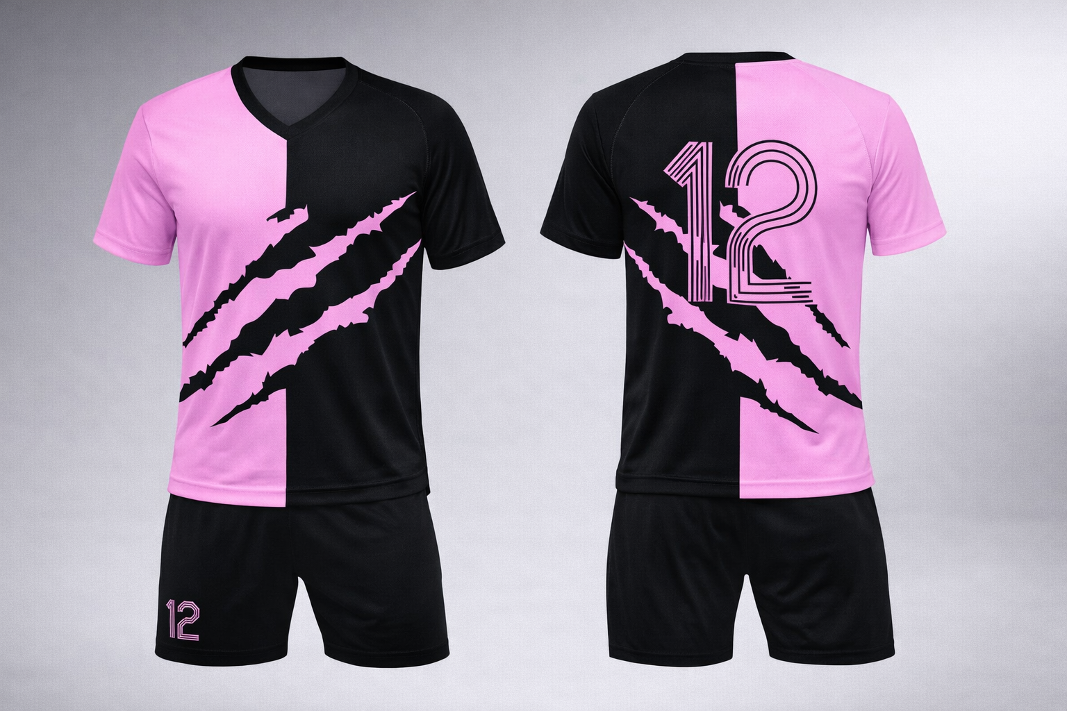 Pink-and-black-soccer-uniform-set